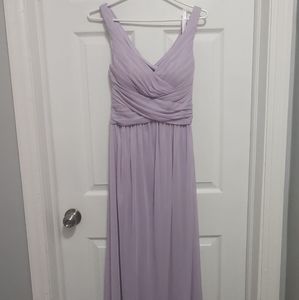 David's bridal cris cross back mesh dress in Iris. Size: 6
